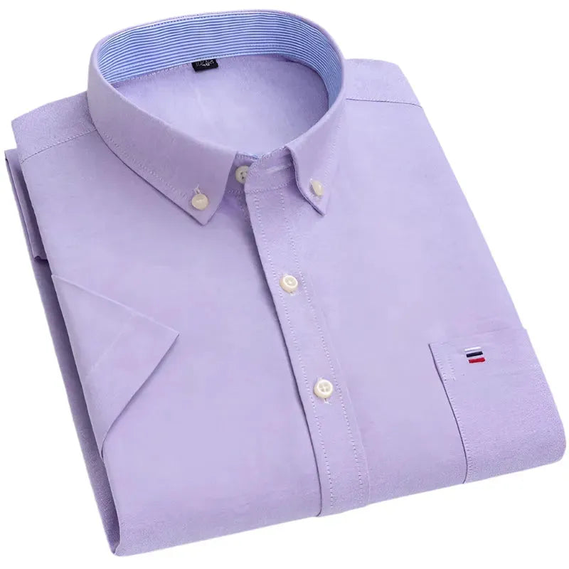 Men's Plain Short Sleeve Oxford Shirt - Plain Shirt - LeStyleParfait