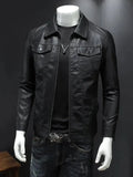 Men's Slim Fit Faux Leather Jackets - Leather Jacket - LeStyleParfait