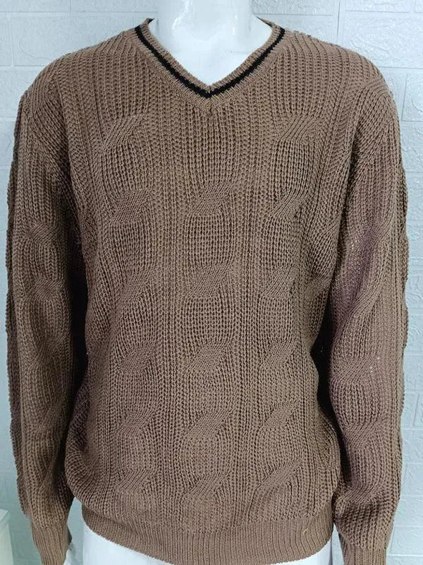 Men’s Slim V-Neck Pullover Sweater – Knit Fit