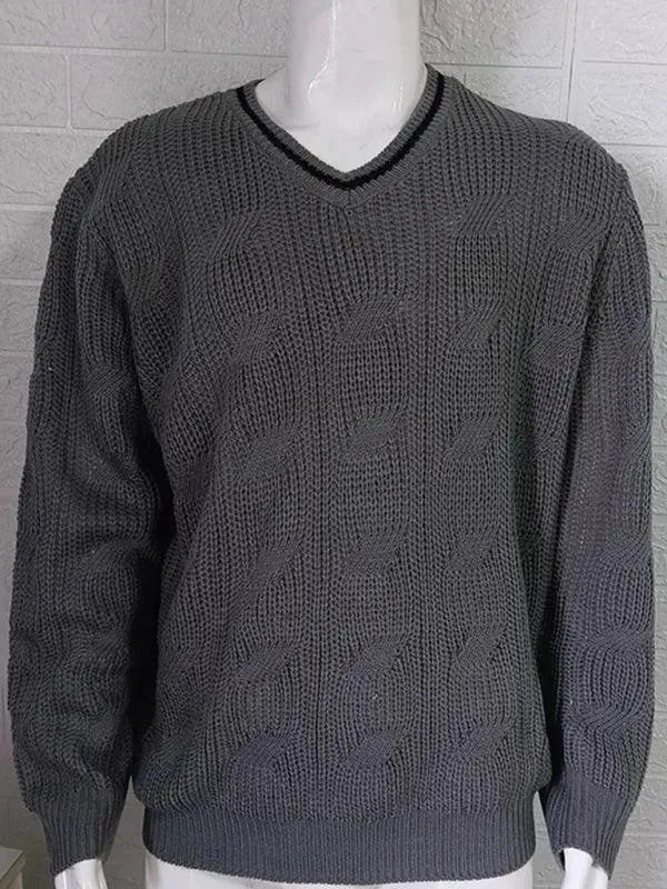 Men’s Slim V-Neck Pullover Sweater – Knit Fit
