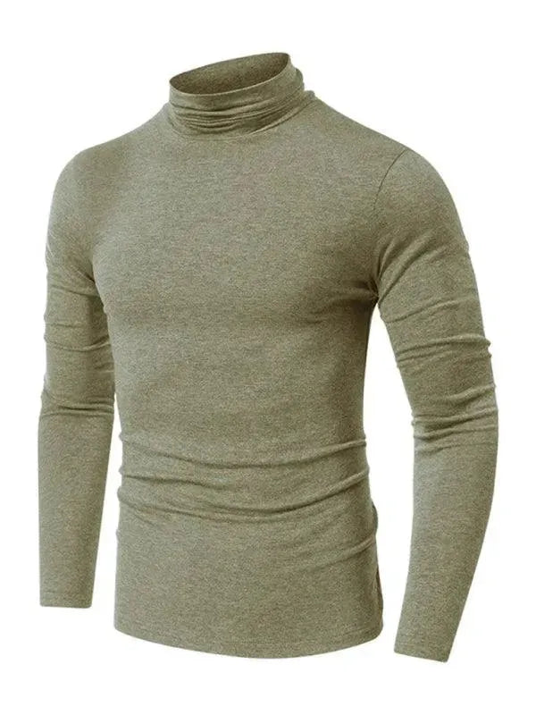 Men's Solid Turtleneck Polyester T-Shirt - All-Season Style - T-Shirt - LeStyleParfait