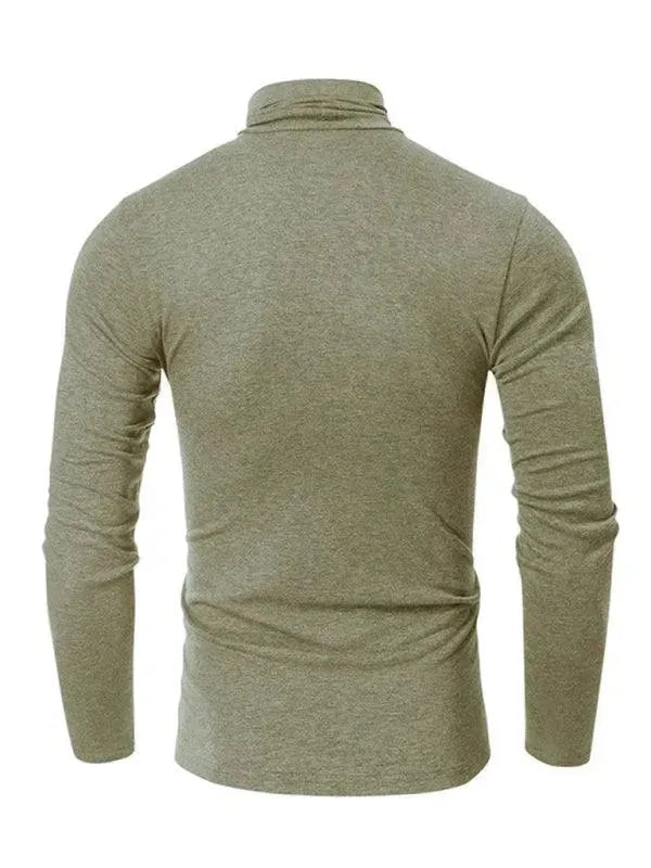 Men's Solid Turtleneck Polyester T-Shirt - All-Season Style - T-Shirt - LeStyleParfait