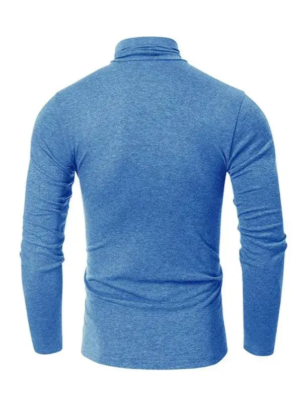Men's Solid Turtleneck Polyester T-Shirt - All-Season Style - T-Shirt - LeStyleParfait