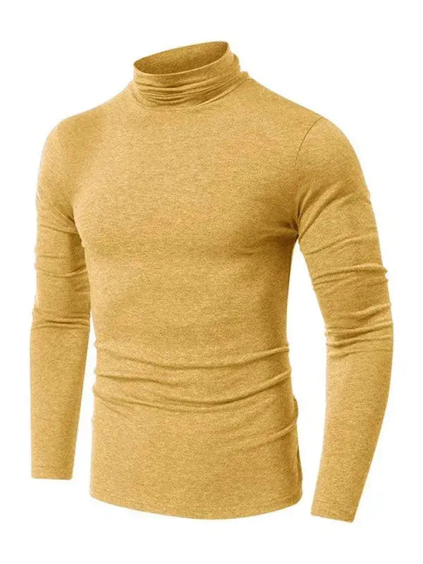 Men's Solid Turtleneck Polyester T-Shirt - All-Season Style - T-Shirt - LeStyleParfait