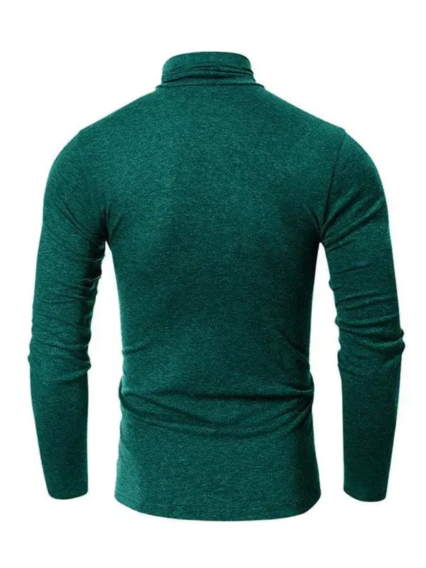 Men's Solid Turtleneck Polyester T-Shirt - All-Season Style - T-Shirt - LeStyleParfait