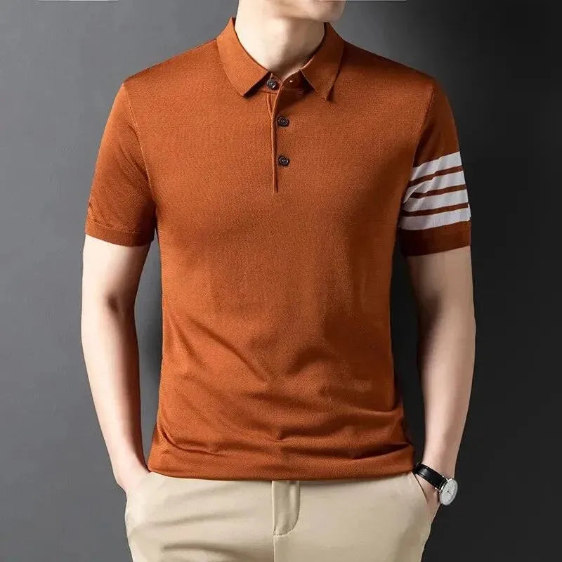 Men Short Sleeve Knitted Polo Shirt - Polo Shirt - LeStyleParfait