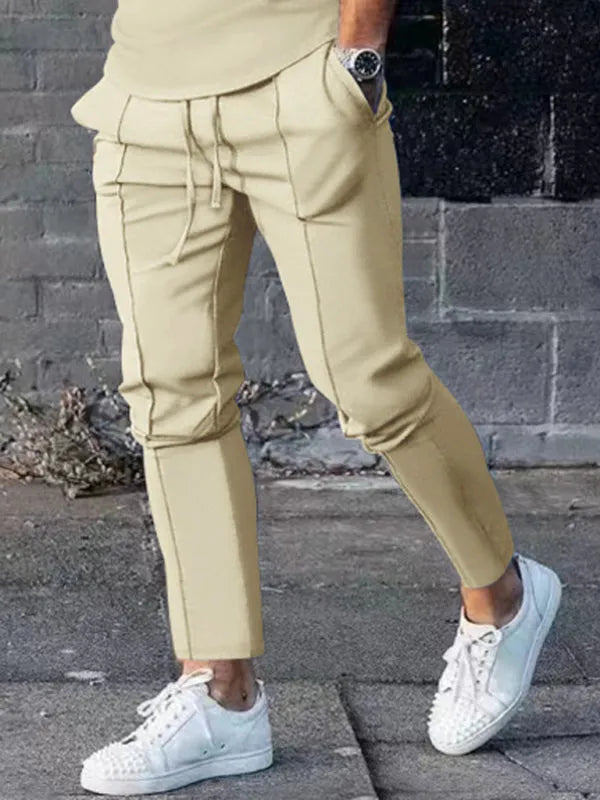 Men Sleek Casual Jogger Two-Piece Set - Solid Joggers Two-Piece Set - LeStyleParfait