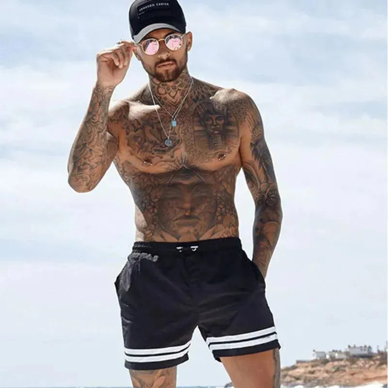 Men Striped Swim Shorts