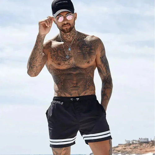 Men Striped Swim Shorts