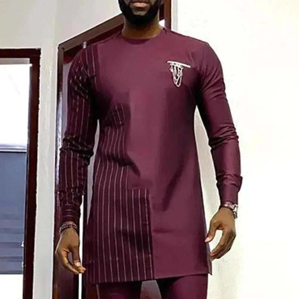 Men Stylish Striped Casual Two-Piece Set - Striped Casual Two-Piece Set - LeStyleParfait