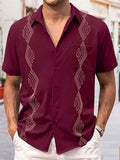 Men's British Geometric Summer Shirt-Men Shirts-LeStyleParfait