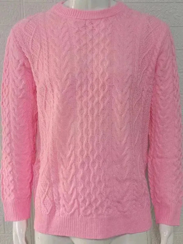 Men’s Cable Knit Crew-Neck Pullover Sweater – Knit