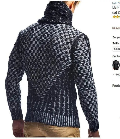 Men’s Cable Knit Turtleneck Pullover Sweater
