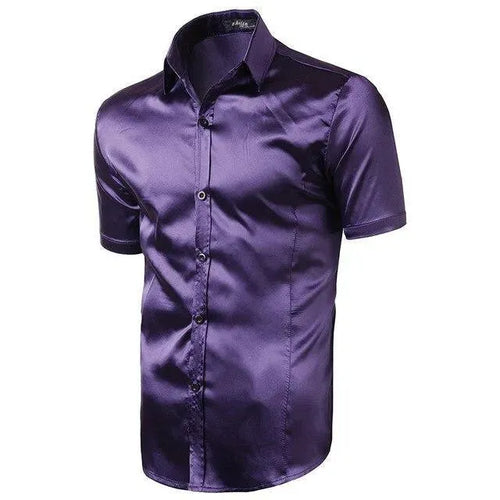 Men's Casual Silk Shirt-Men Shirts-LeStyleParfait