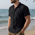 Men's Cotton Linen Beach Shirt-Men Shirts-LeStyleParfait
