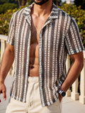 Men's Crochet Jacquard Beach Shirt-Men Shirts-LeStyleParfait
