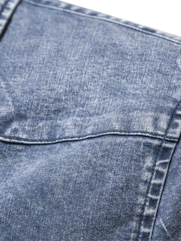 Men's Distressed Black Denim Shirt-Men Shirts-LeStyleParfait