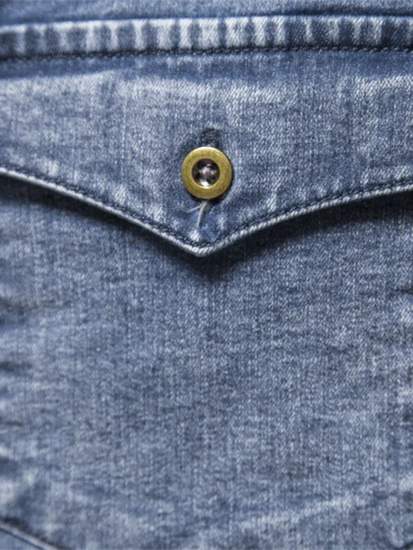 Men's Distressed Black Denim Shirt-Men Shirts-LeStyleParfait