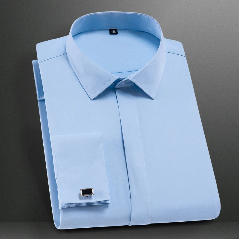 Men's French Cuff Dress Shirt-Men Shirts-LeStyleParfait