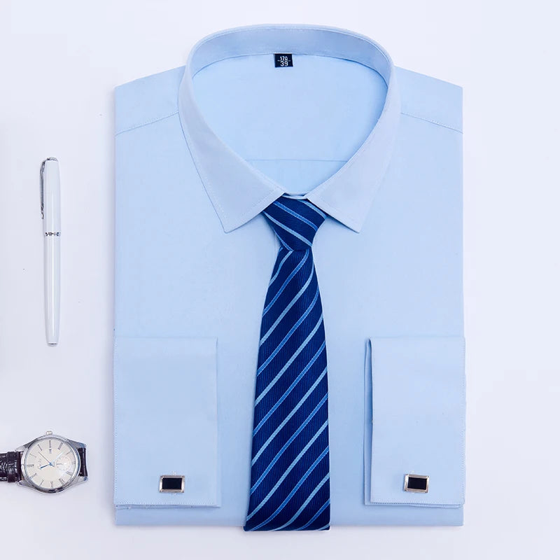 Men's French Cuff Dress Shirt-Men Shirts-LeStyleParfait