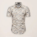 Men's Gold Floral Summer Shirt-Men Shirts-LeStyleParfait