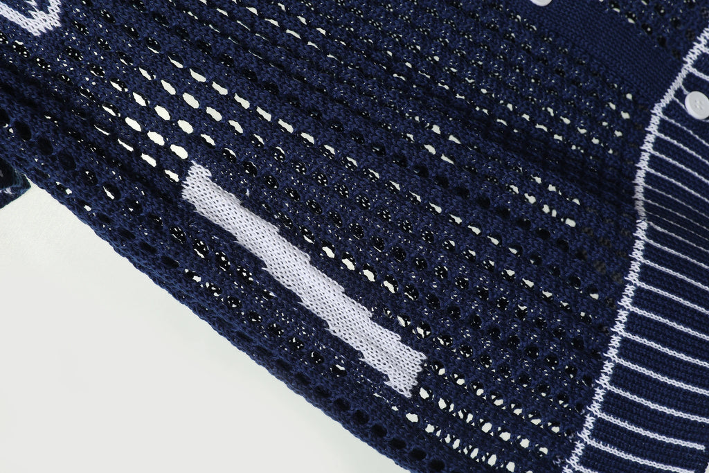 Men's Hollow Knit Button Shirt-Men Shirts-LeStyleParfait
