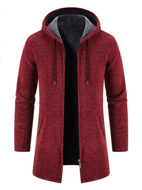 Men’s Longline Hooded Zip Cardigan Sweater – Full Zip