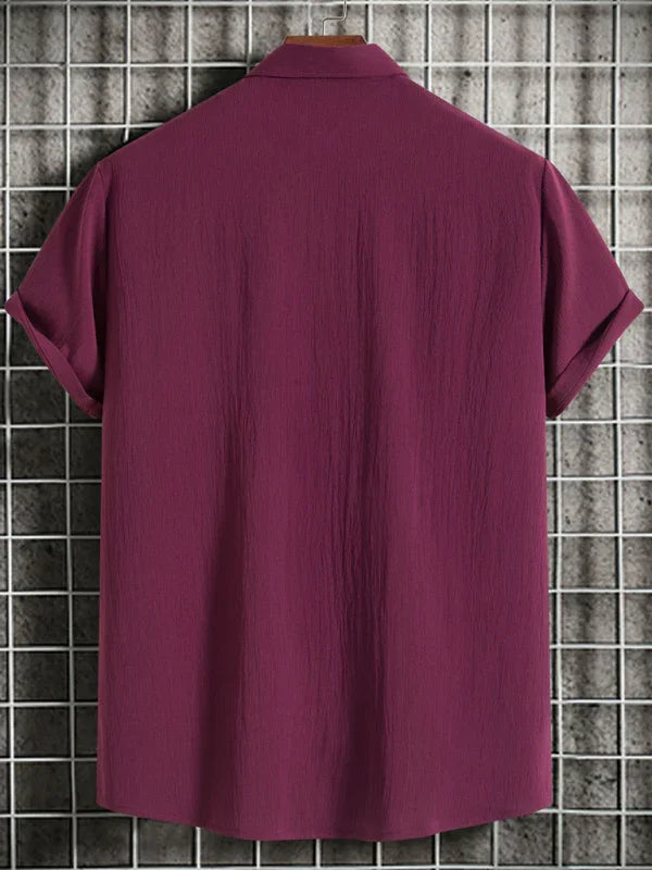 Men's Loose Cotton Linen Shirt-Men Shirts-LeStyleParfait