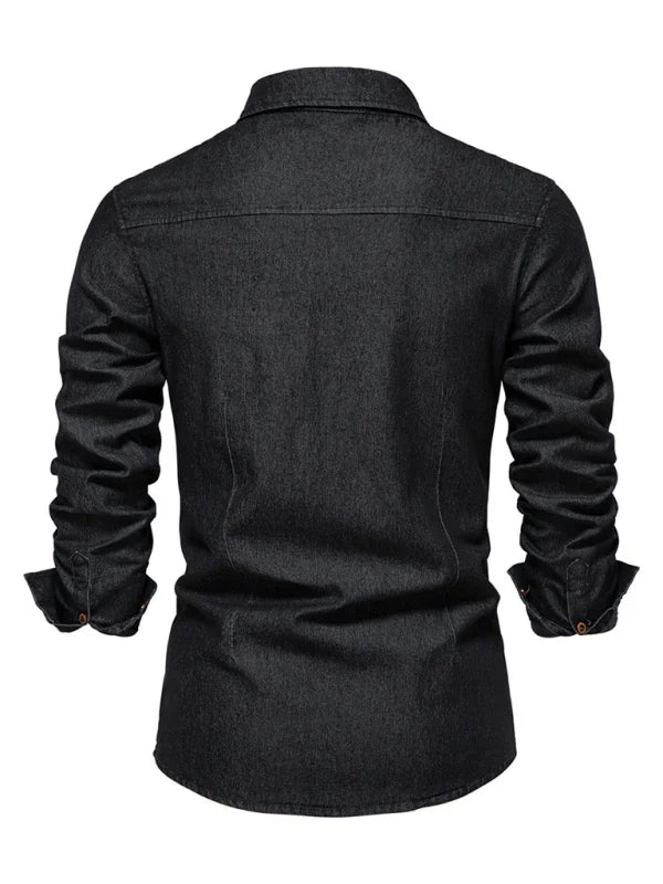 Men's Non Iron Denim Shirt-Men Shirts-LeStyleParfait