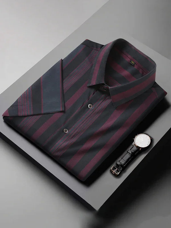 Men's Plus Size Striped Shirt-Men Shirts-LeStyleParfait