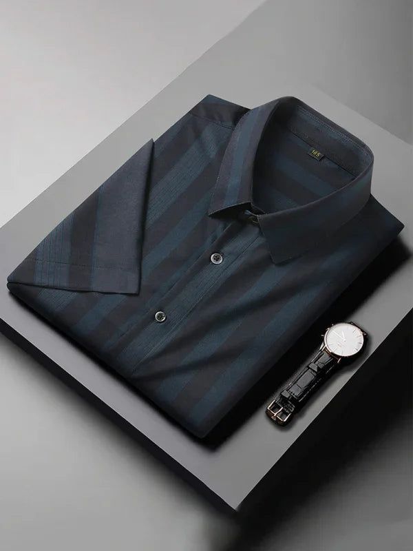 Men's Plus Size Striped Shirt-Men Shirts-LeStyleParfait