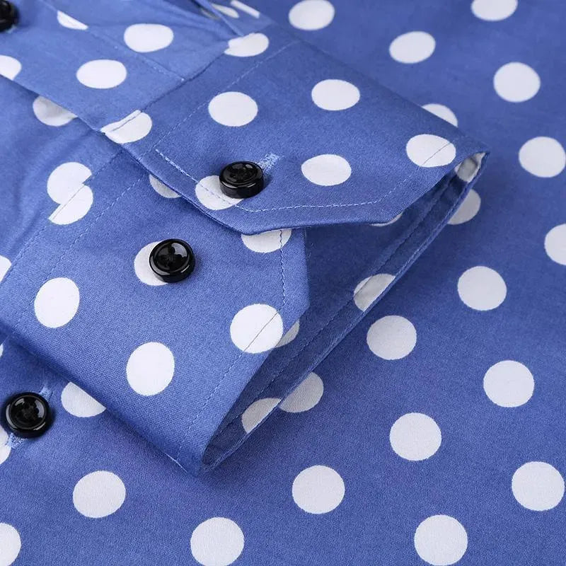 Men's Polka Dot Dress Shirt-Men Shirts-LeStyleParfait