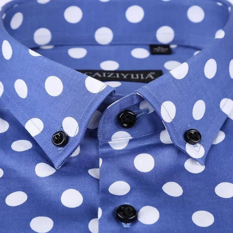 Men's Polka Dot Dress Shirt-Men Shirts-LeStyleParfait