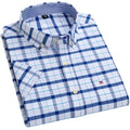 Men's Short Sleeve Plaid Shirt-Men Shirts-LeStyleParfait