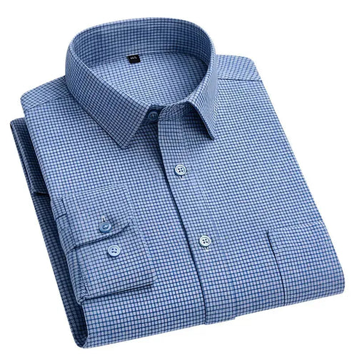 Men's Small Square Check Shirt-Men Shirts-LeStyleParfait