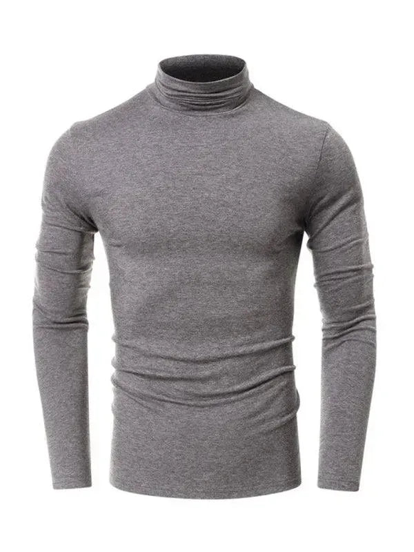LeStyleParfait Men's T-Shirts Casual Turtleneck Plain-Solid Long Sleeves-T-Shirt