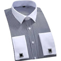Men's Striped Formal Dress Shirt-Men Shirts-LeStyleParfait