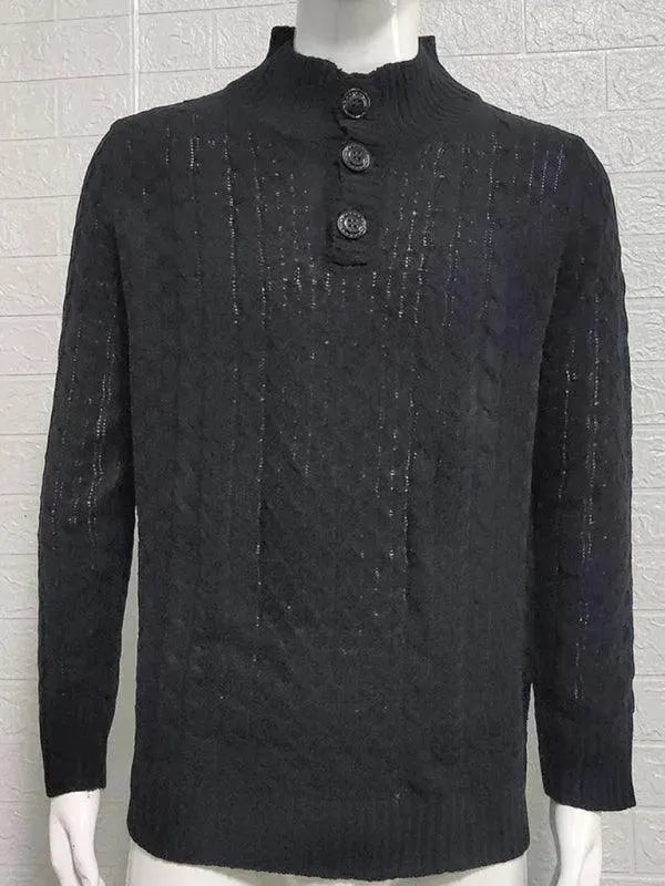 Men’s Turtleneck Pullover Sweater – Cable Knit
