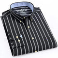 Men's Wide Striped Long Sleeve Shirt-Men Shirts-LeStyleParfait