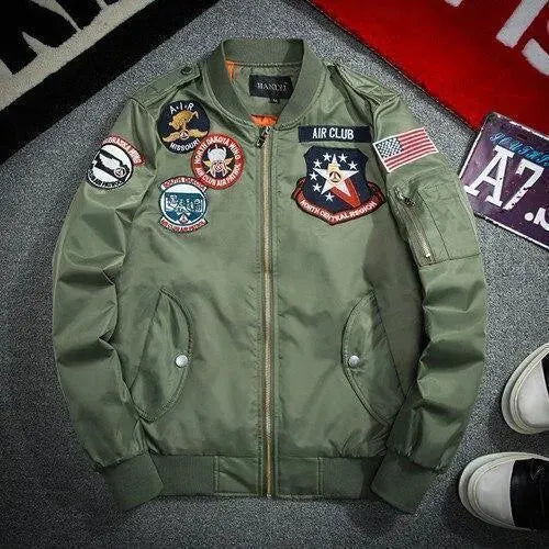 LeStyleParfait Men's Jackets Bomber Jacket Zipper Mandarin Collar Long Sleeves Printed-Bomber Jacket