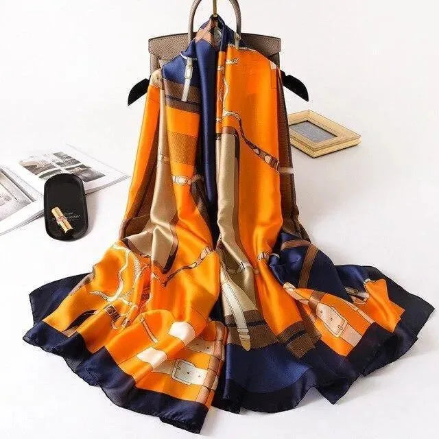 LeStyleParfait Women's Scarves & Shawls Stylish Wrap Scarf Printed Silk Satin -Scarf