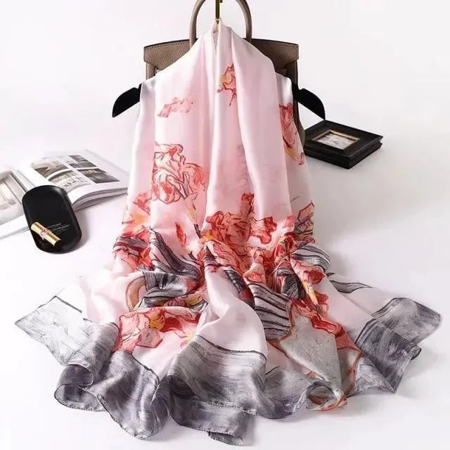 LeStyleParfait Women's Scarves & Shawls Stylish Wrap Scarf Printed Silk Satin -Scarf