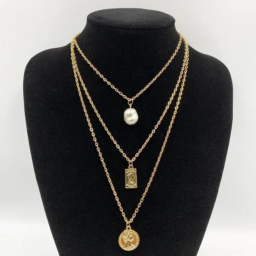Multi-Layered Head Pendant Necklace - Pendant Necklace - LeStyleParfait