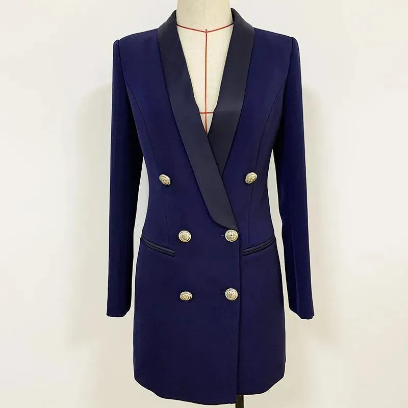 Navy Blue Tuxedo Blazer Women - Casual - Plain-Solid - Tuxedo Blazer - LeStyleParfait