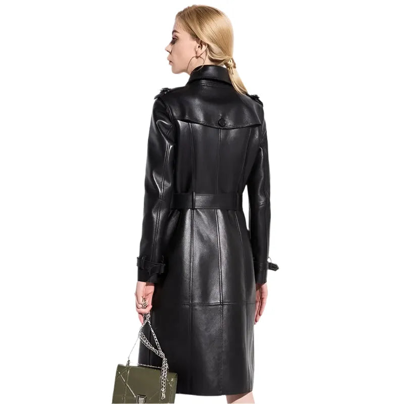 NYC Leather Trench Coat For Women - Trench Coat - LeStyleParfait