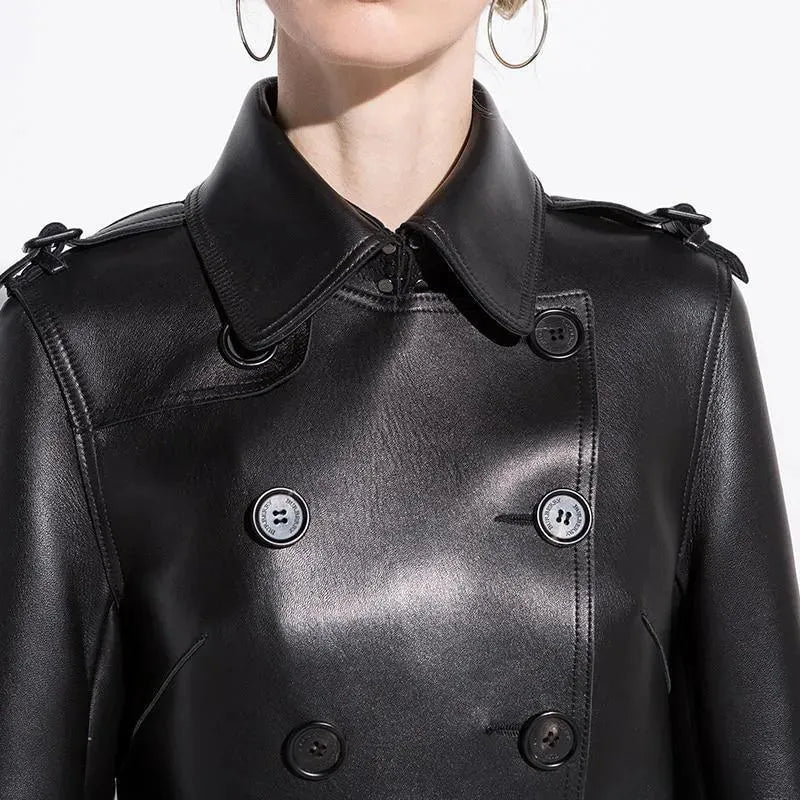 NYC Leather Trench Coat For Women - Trench Coat - LeStyleParfait