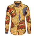 Orange African Streetwear Button Shirt-Men Shirts-LeStyleParfait