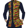 Orange Cotton Dashiki Patchwork Shirt-Men Shirts-LeStyleParfait