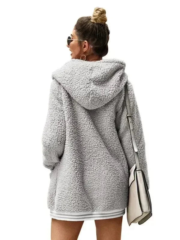 Oversized Hooded Woolen Women’s Coat - Coat - LeStyleParfait