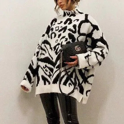 Oversized Turtleneck Sweater For Women - Pullover Sweater - LeStyleParfait